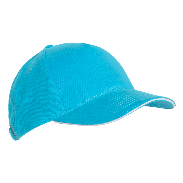 Бейсболка с кантом STAN 5 клиньев хлопок 280, 11K, Бирюзовый,  (32)  (56-58/ONE SIZE) для нанесения логотипа
