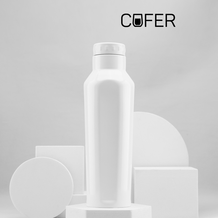 Термобутылка для напитков E-shape (белый) для нанесения логотипа