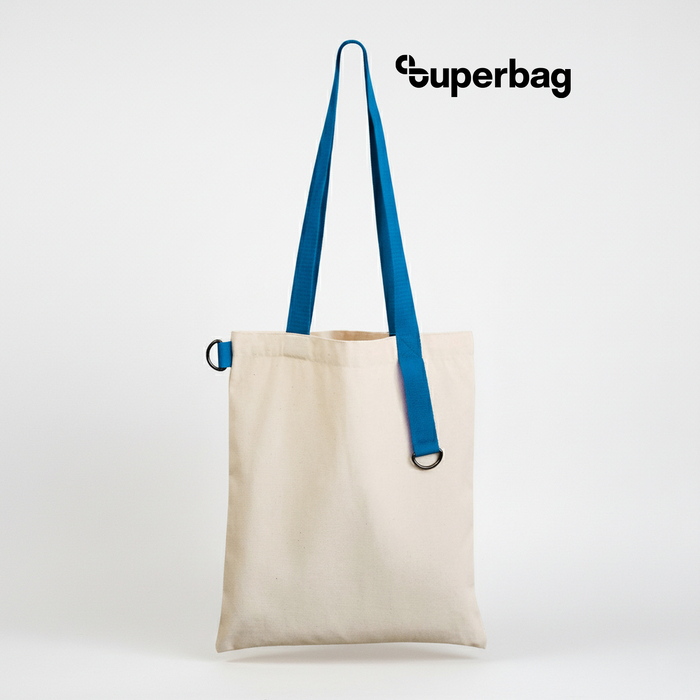 Шоппер Superbag (неокрашенный с голубым) для нанесения логотипа