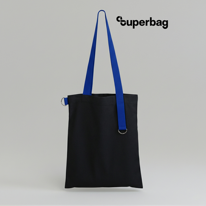 Шоппер Superbag black (чёрный с синим) для нанесения логотипа