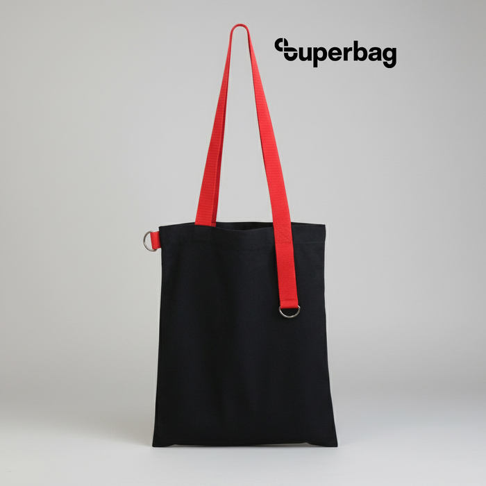 Шоппер Superbag black (чёрный с красным) для нанесения логотипа