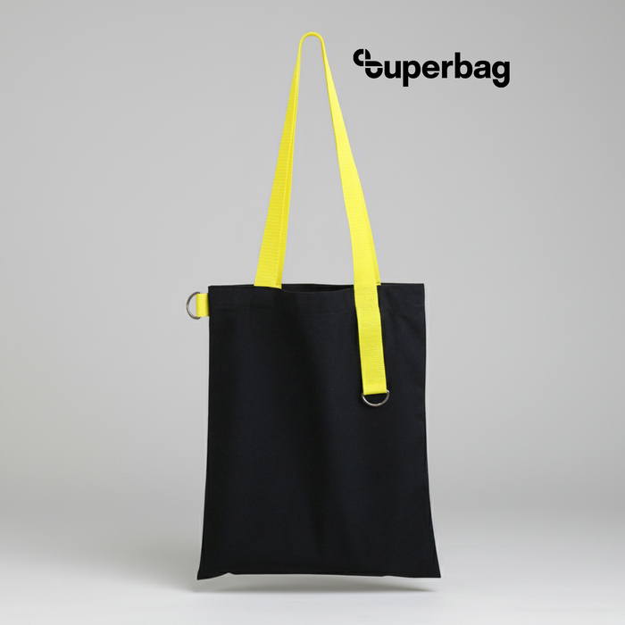 Шоппер Superbag black (чёрный с жёлтым) для нанесения логотипа