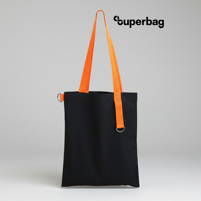 Шоппер Superbag black (чёрный с оранжевым) для нанесения логотипа