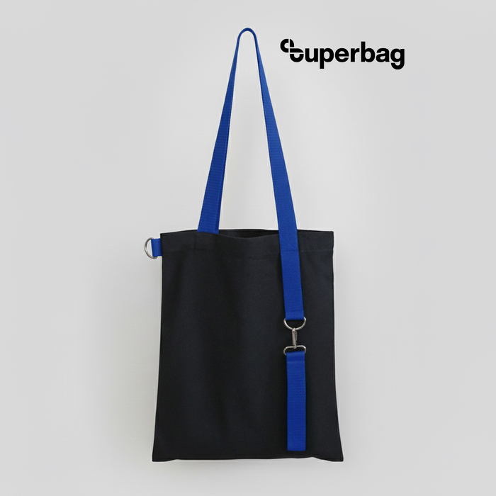 Шоппер Superbag black с ремувкой 4sb (чёрный с синим) для нанесения логотипа