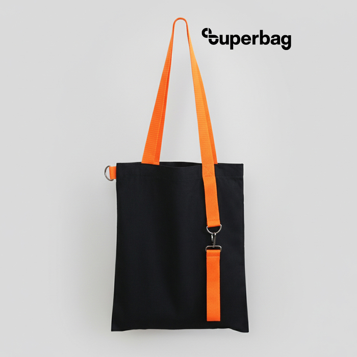 Шоппер Superbag black с ремувкой 4sb (чёрный с оранжевым) для нанесения логотипа