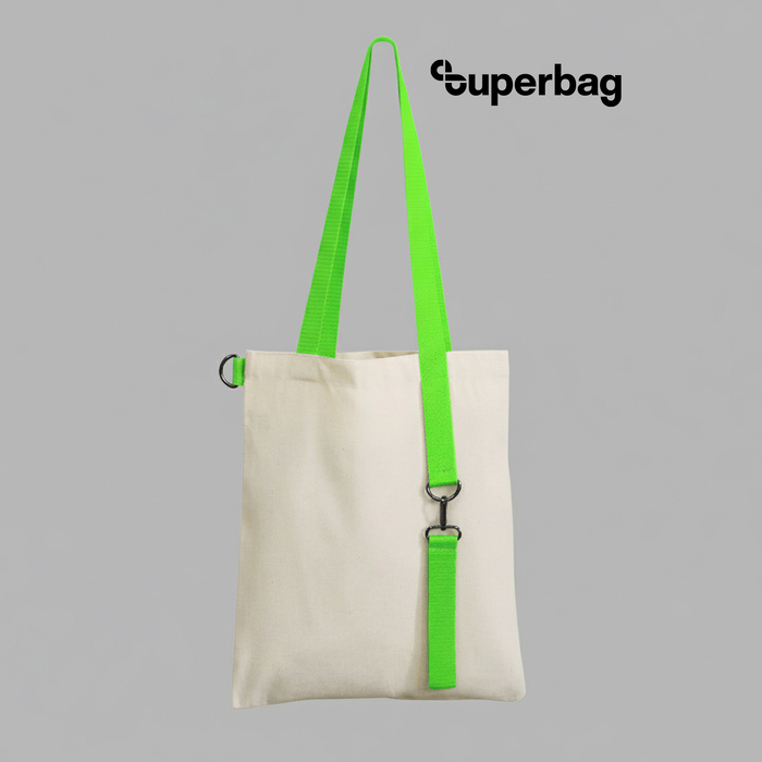 Шоппер Superbag с ремувкой 4sb (неокрашенный с салатовым) для нанесения логотипа