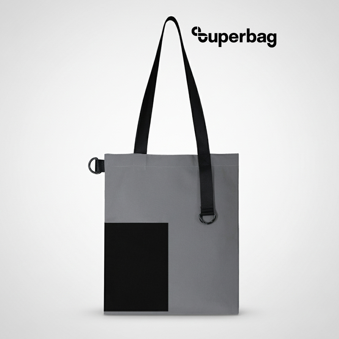Шоппер Superbag Color (серый с чёрным) для нанесения логотипа