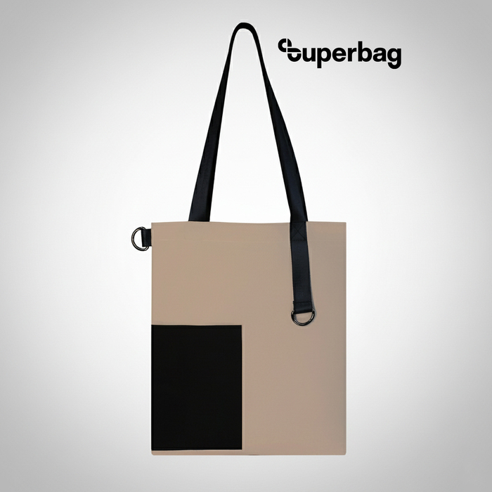 Шоппер Superbag Color (бежевый с чёрным) для нанесения логотипа
