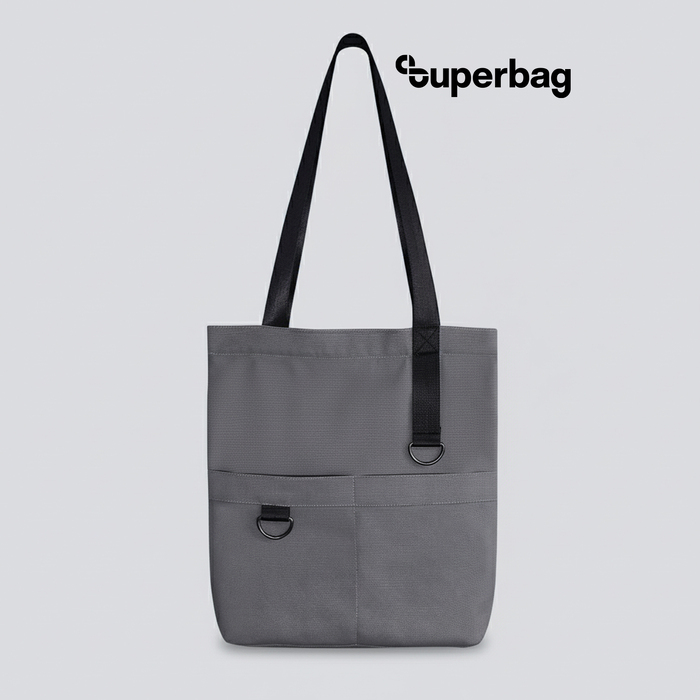 Шоппер Superbag ZIP, с двумя карманами и молнией (серый) для нанесения логотипа