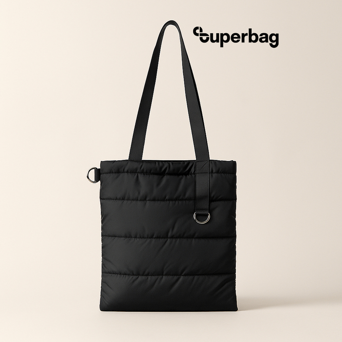 Шоппер Superbag Bubble, стёганый, с магнитной кнопкой (черный) для нанесения логотипа