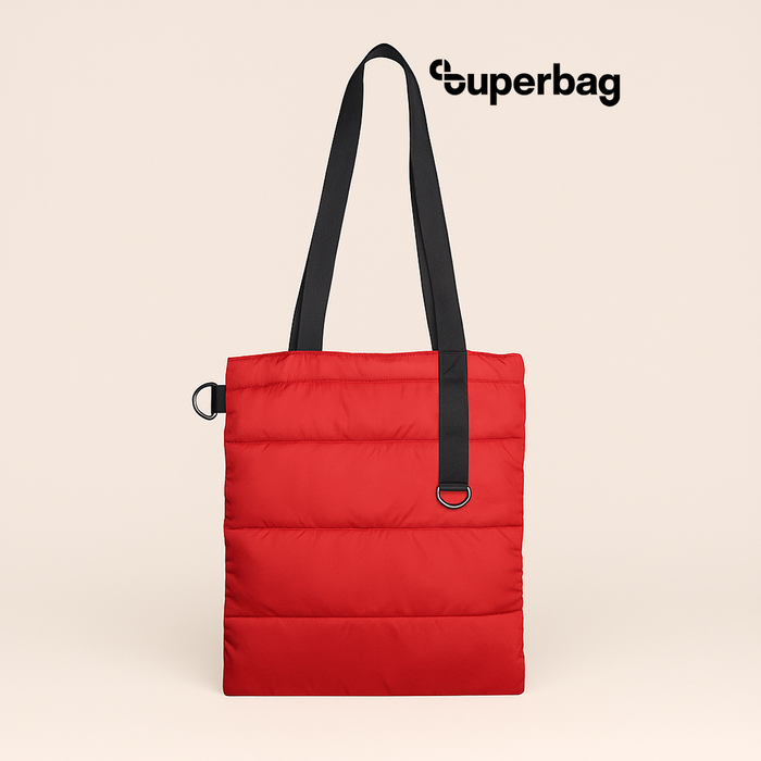 Шоппер Superbag Bubble, стёганый, с магнитной кнопкой (красный с черным) для нанесения логотипа