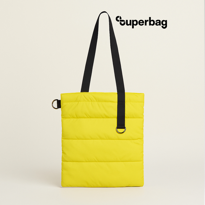 Шоппер Superbag Bubble, стёганый, с магнитной кнопкой (жёлтый с чёрным) для нанесения логотипа