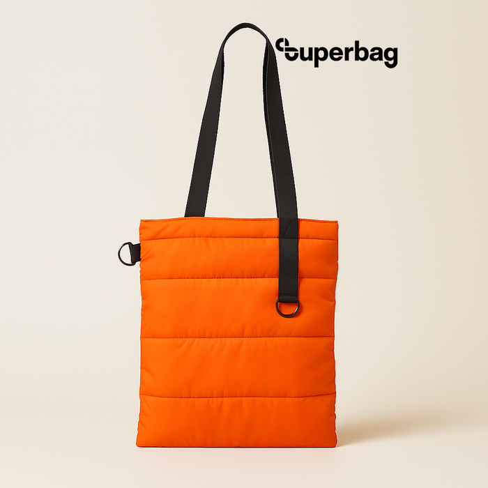 Шоппер Superbag Bubble, стёганый, с магнитной кнопкой (оранжевый с черным) для нанесения логотипа