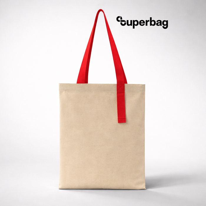Шоппер Superbag Light, с внутренним креплением (полукольцо) (неокрашенный с красным) для нанесения логотипа