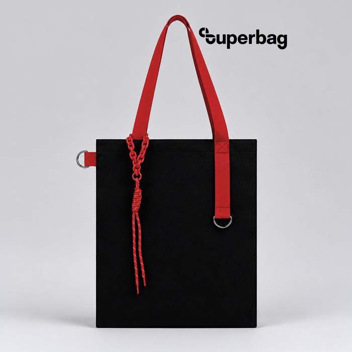 Набор Superbag Red accent: шоппер с обвесом (чёрный с красным) для нанесения логотипа