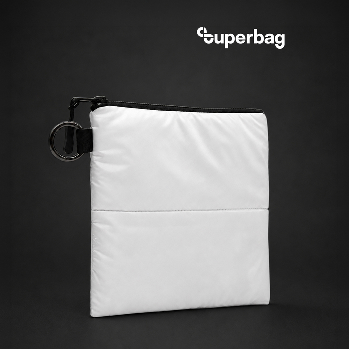 Органайзер для мелочей Superbag Bubble, стёганый, на молнии, с креплением на кольцо-карабин (белый) для нанесения логотипа