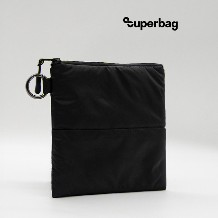 Органайзер для мелочей Superbag Bubble, стёганый, на молнии, с креплением на кольцо-карабин (черный) для нанесения логотипа