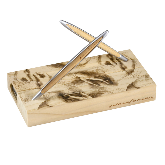 Набор из двух ручек Pininfarina Cambiano BOX CEDARWOOD для нанесения логотипа