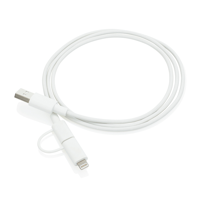 Кабель «2 в 1» с лицензированным MFi разъемом Apple Lightning для нанесения логотипа