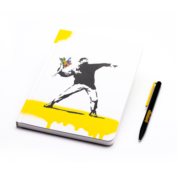 Набор Pininfarina Banksy Метатель цветов: шариковая ручка GrafeeX и блокнот линованный из каменной б для нанесения логотипа