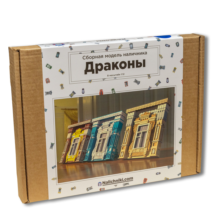 Сборная модель наличника Тверской области, "Dobrynya" (Драконы) (бежевый) для нанесения логотипа