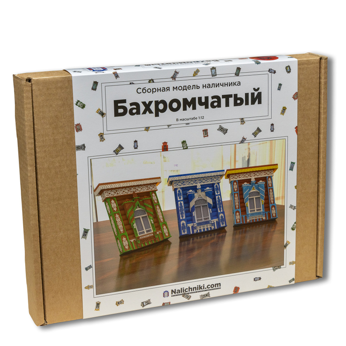 Сборная модель наличника Костромской области, "Berendey" (Бахромчатый) (бежевый) для нанесения логотипа