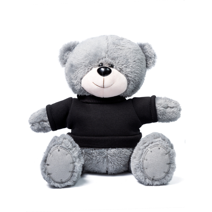 Мишка серый "Ted" в свитшоте (черный) для нанесения логотипа