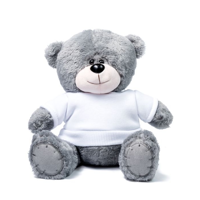 Мишка серый "Ted" в свитшоте (белый) для нанесения логотипа